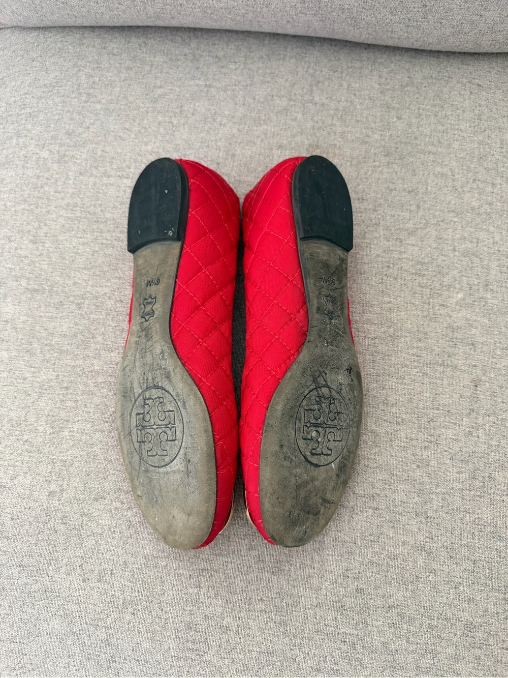 Tory Burch Red Quilted Flats - Picture 2 of 2